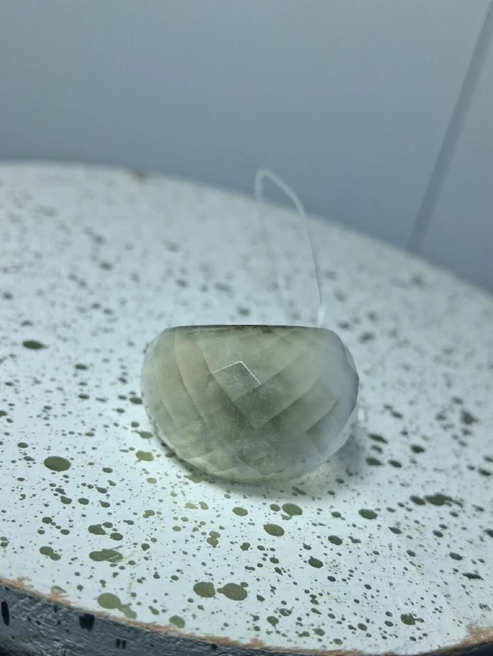 Coach Beige Faceted Resin Ring with Gold Interior